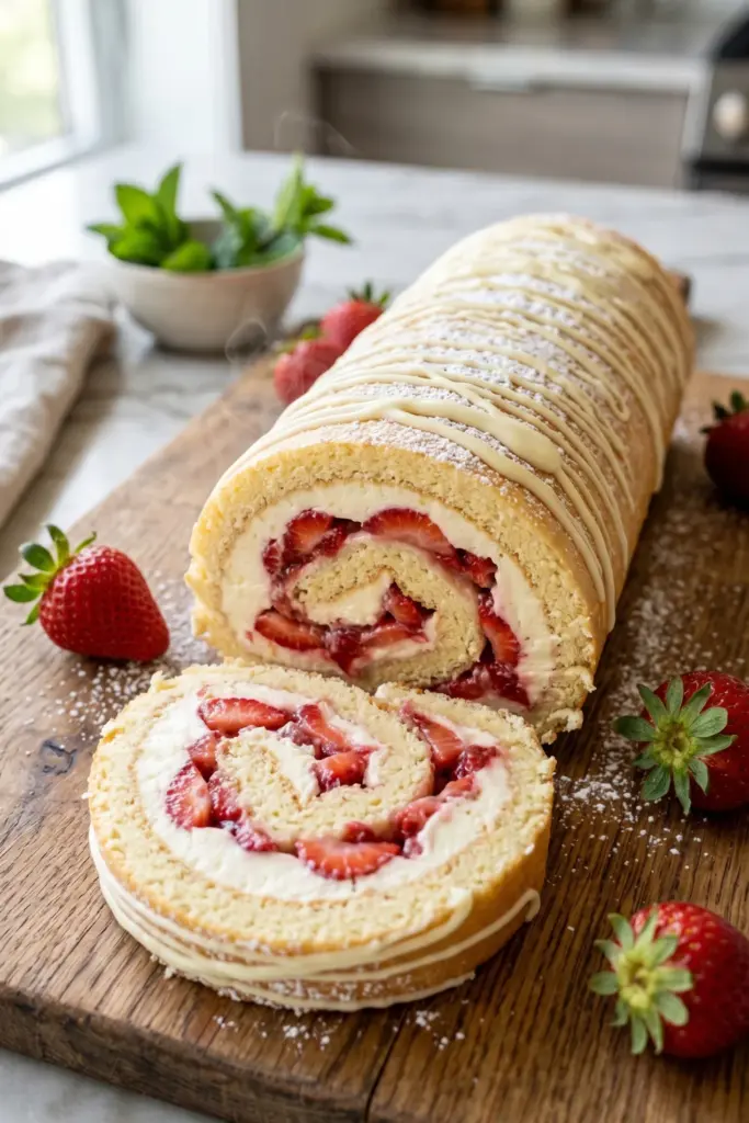 classic-strawberry-shortcake-cheesecake-rolls-summer-recipes