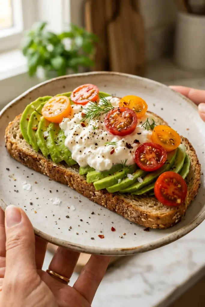 cottage-cheese-tomato-avocado-toast-high-protein