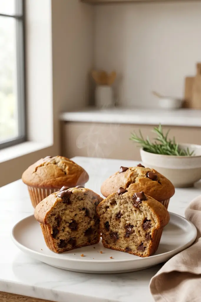 decadent-banana-chocolate-chip-muffins-healthy-low-calorie-breakfast