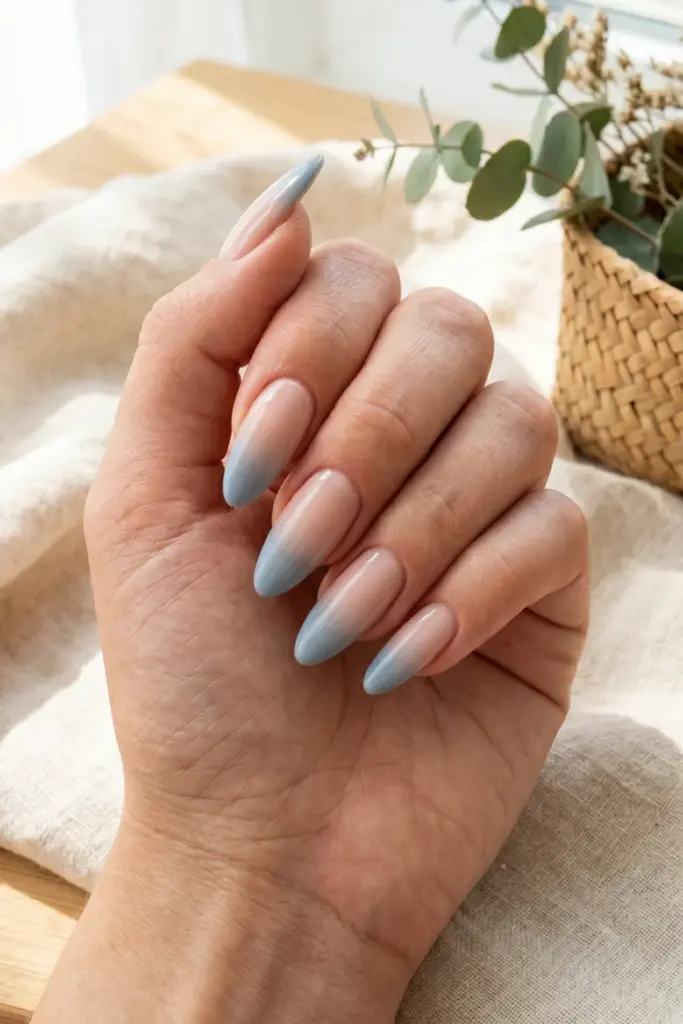 dusty-blue-nude-ombre-almond-summer-nails