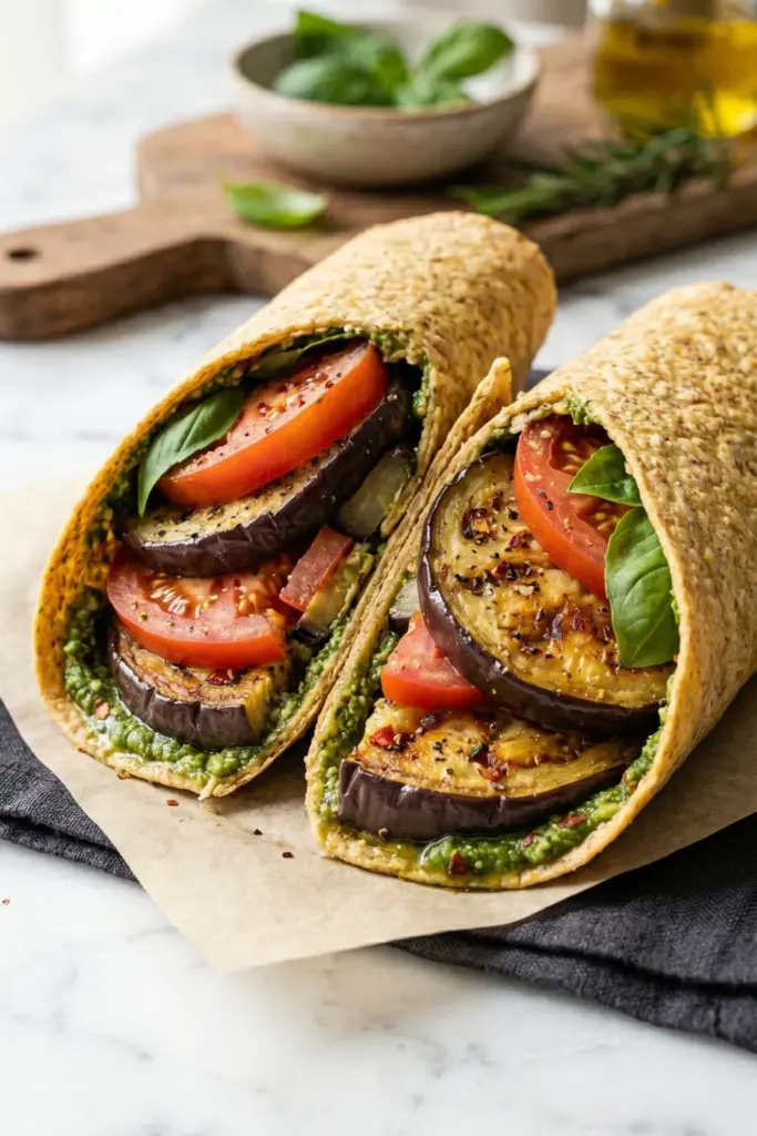 eggplant-tomato-pesto-wrap-cozy-breakfasts