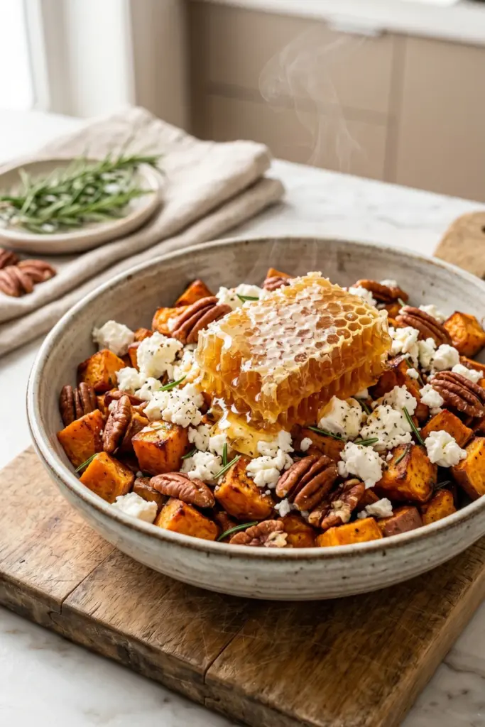 goat-cheese-honeycomb-roasted-sweet-potato-bowl-luxury-breakfast-burrito