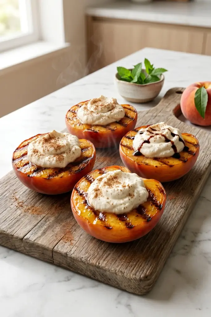 grilled-peaches-cinnamon-ricotta-pool-party-desserts