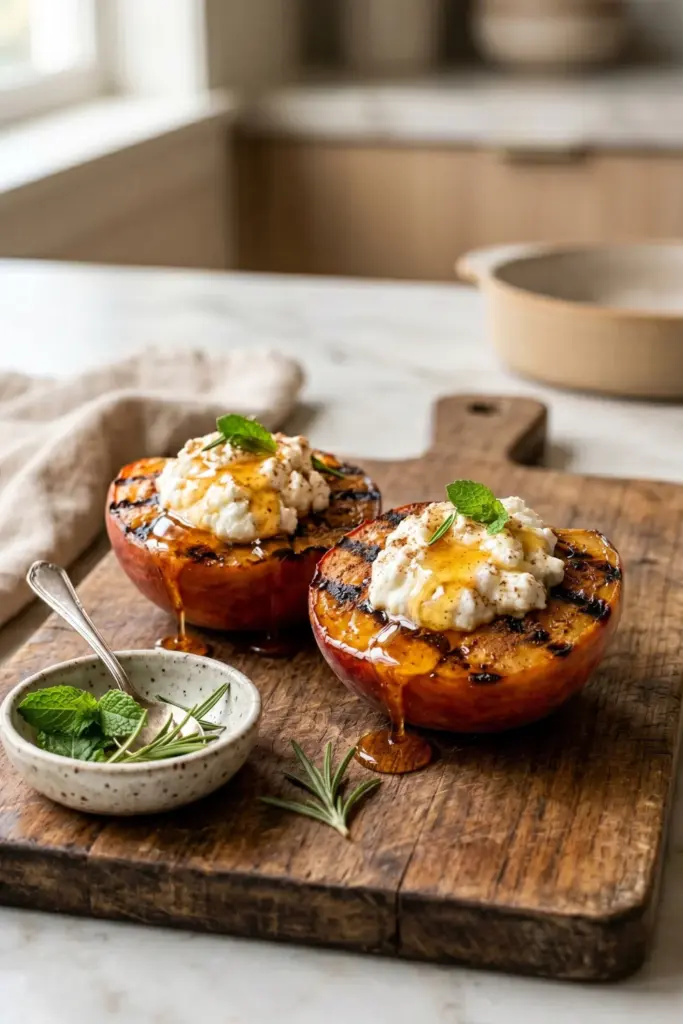 grilled-peaches-honey-ricotta-summer-fruit-desserts