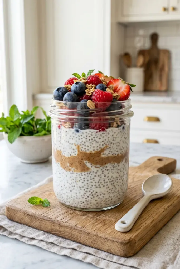 healthy-easy-summer-fourth-july-dessert-recipe-berry-chia-seed-pudding-jars