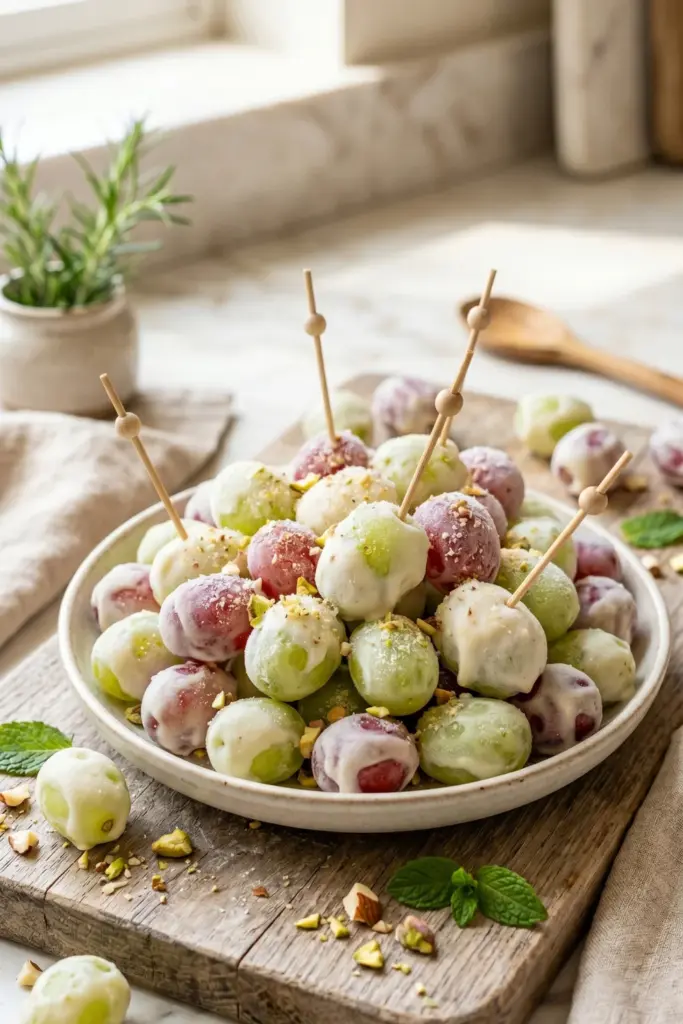 healthy-easy-summer-fourth-july-dessert-recipe-frozen-yogurt-coated-grapes