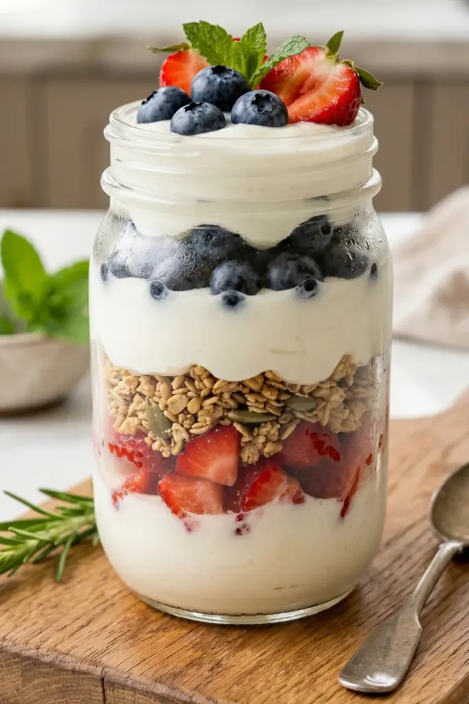 healthy-easy-summer-fourth-july-dessert-recipe-greek-yogurt-berry-parfaits-red-white-blue