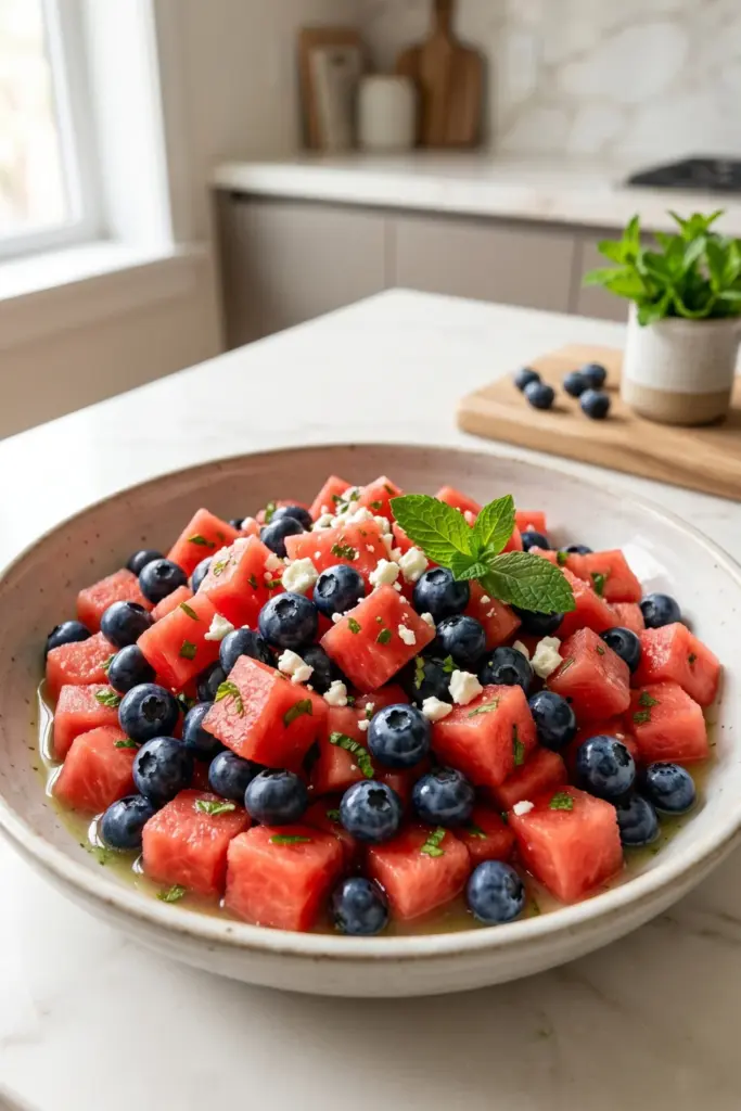 healthy-easy-summer-fourth-july-dessert-recipe-patriotic-fruit-salad-fresh-mint-lime