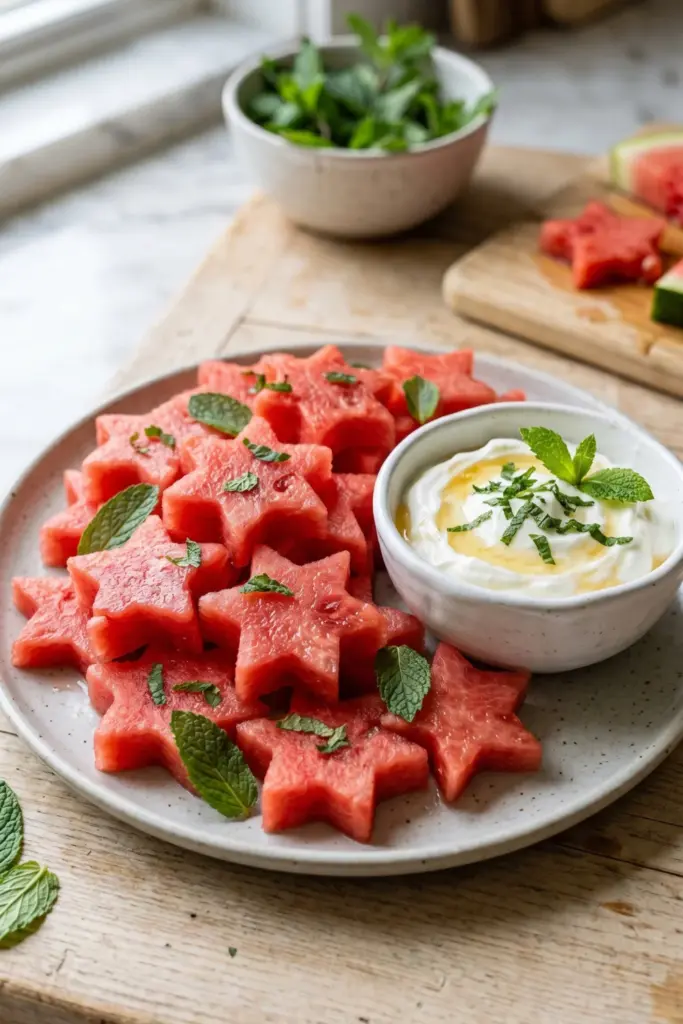 healthy-easy-summer-fourth-july-dessert-recipe-watermelon-star-fruit-salad-yogurt-dip