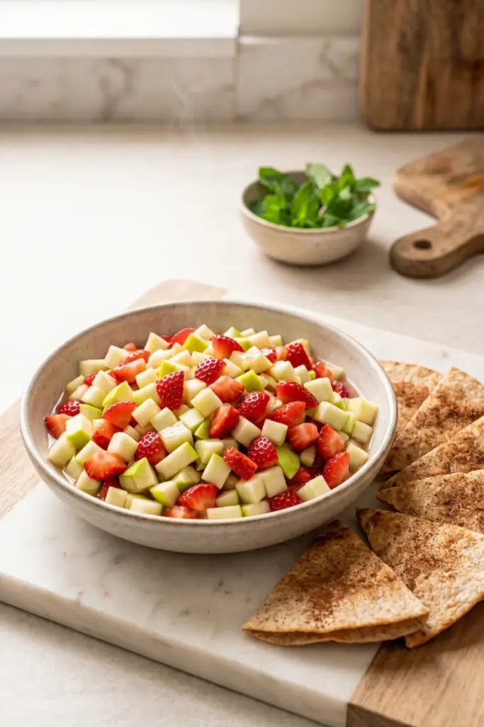 healthy-fruit-salsa-cinnamon-chips-pool-party-desserts