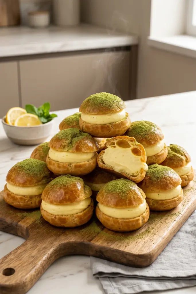 lemon-cream-puffs-choux-pastry-creamy-summer-desserts