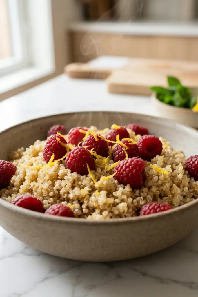 lemon-raspberry-quinoa-bowl-high-fiber-breakfasts