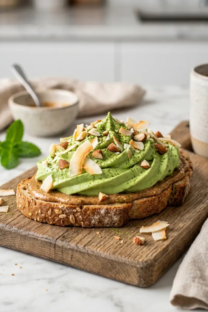matcha-coconut-cloud-almond-butter-toast-luxury