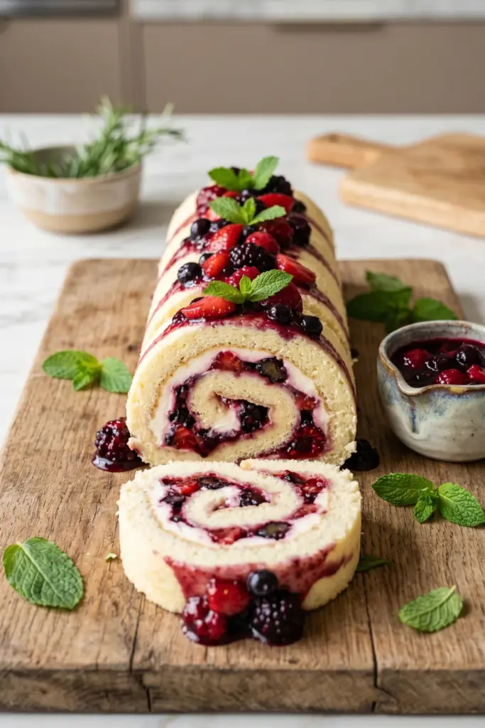 mixed-berry-compote-cheesecake-rolls-summer-shortcake
