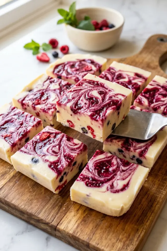 mixed-berry-cottage-cheese-freezer-fudge-summer-dessert