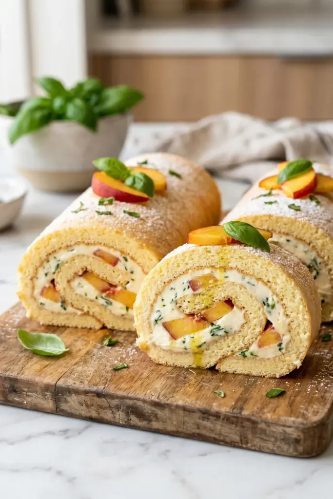 nectarine-basil-shortcake-rolls-summer-cheesecake

