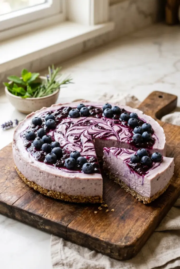 no-bake-blueberry-cashew-cheesecake-healthy-summer-desserts