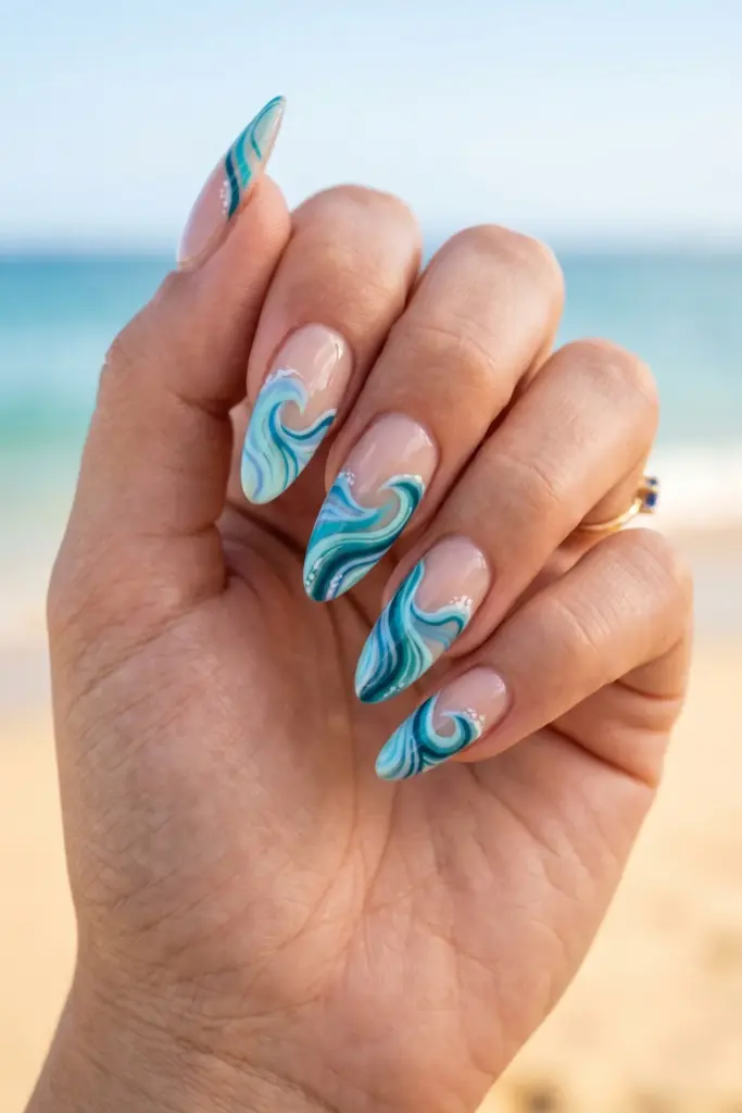 ocean-wave-abstract-blue-abstract-summer-nail-design-ideas