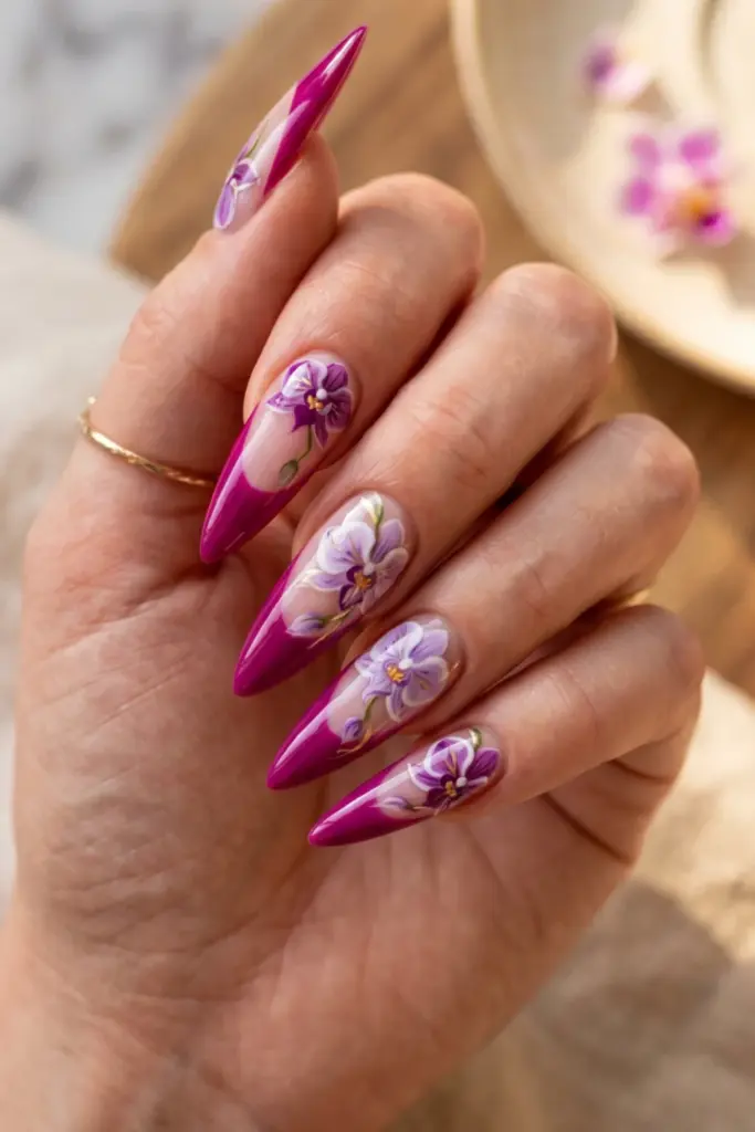 orchid-magenta-bold-tips-stunning-floral-french-tip-press-on-summer-nails-designs-ideas