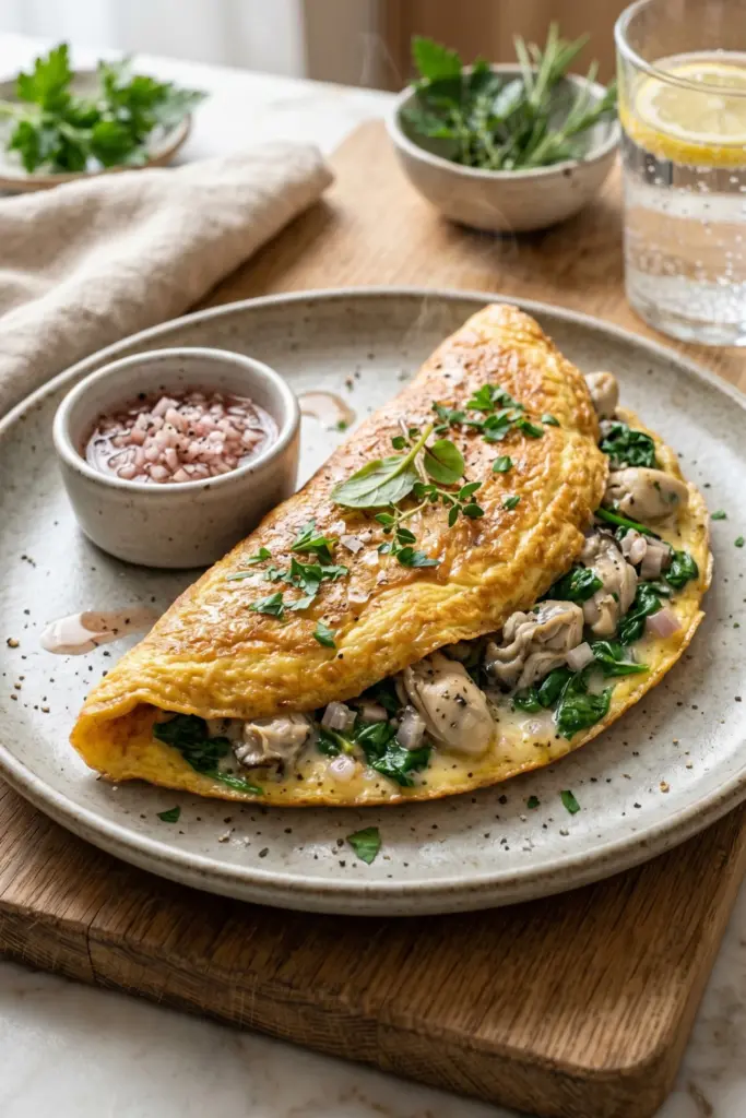 oyster-spinach-omelet-mignonette-luxury-keto-breakfast
