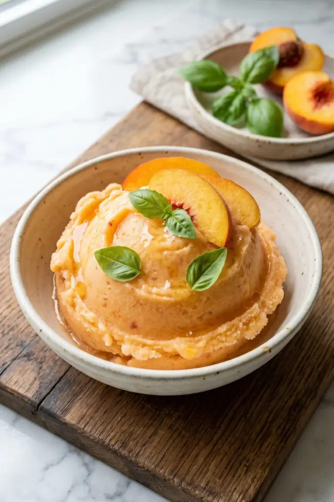 peach-basil-sorbet-healthy-easy-tiktok-summer-dessert
