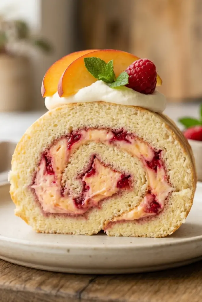 peach-raspberry-ripple-swiss-roll-easy-summer-soft-fluffy-swiss-rolls-recipe-ideas