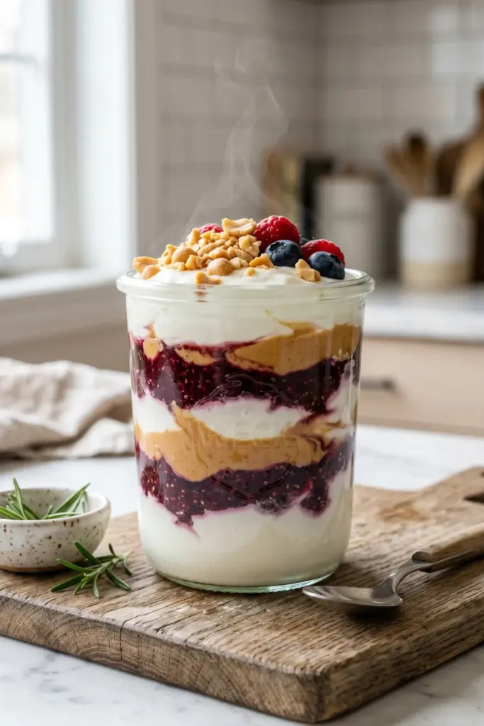 peanut-butter-jelly-parfait-cozy-greek-yogurt-breakfasts
