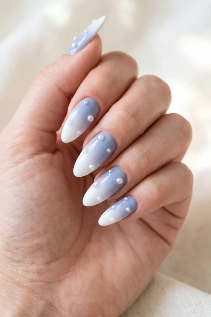 periwinkle-white-ombre-pearls-almond-summer-nails