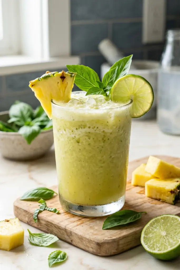 pineapple-basil-lime-crush-tropical-smoothie-breakfast