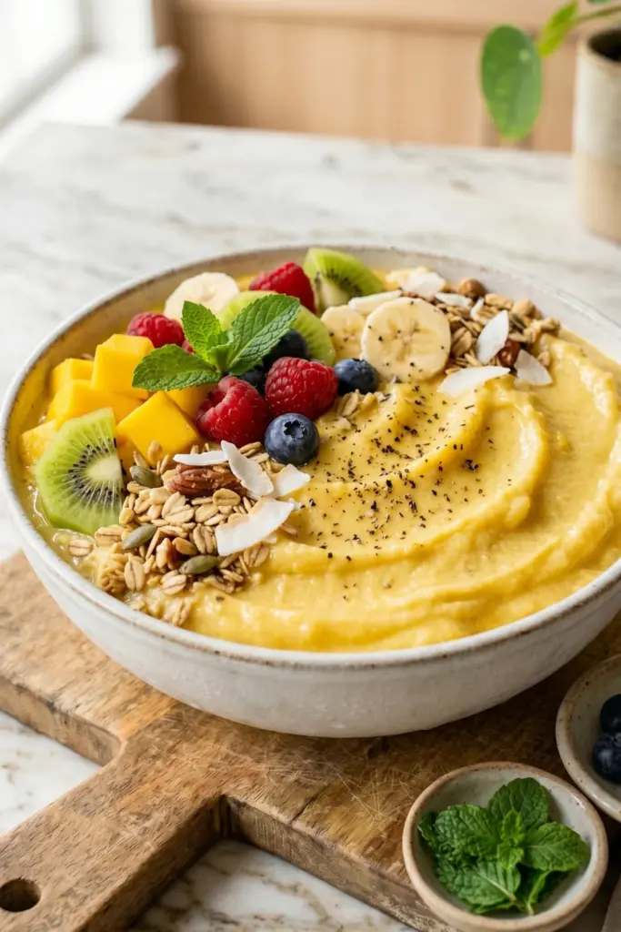pineapple-turmeric-frozen-smoothie-bowl-summer-fruit-desserts