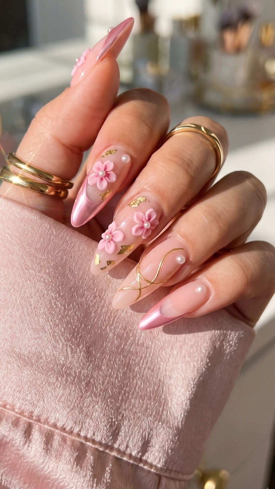 Pink Girly Stiletto Summer Nail Designs That Shine Bright
