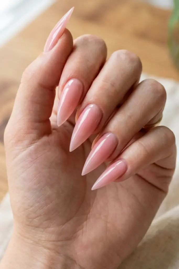 strawberry-milk-pink-nails-girly-stiletto-summer-designs-ideas