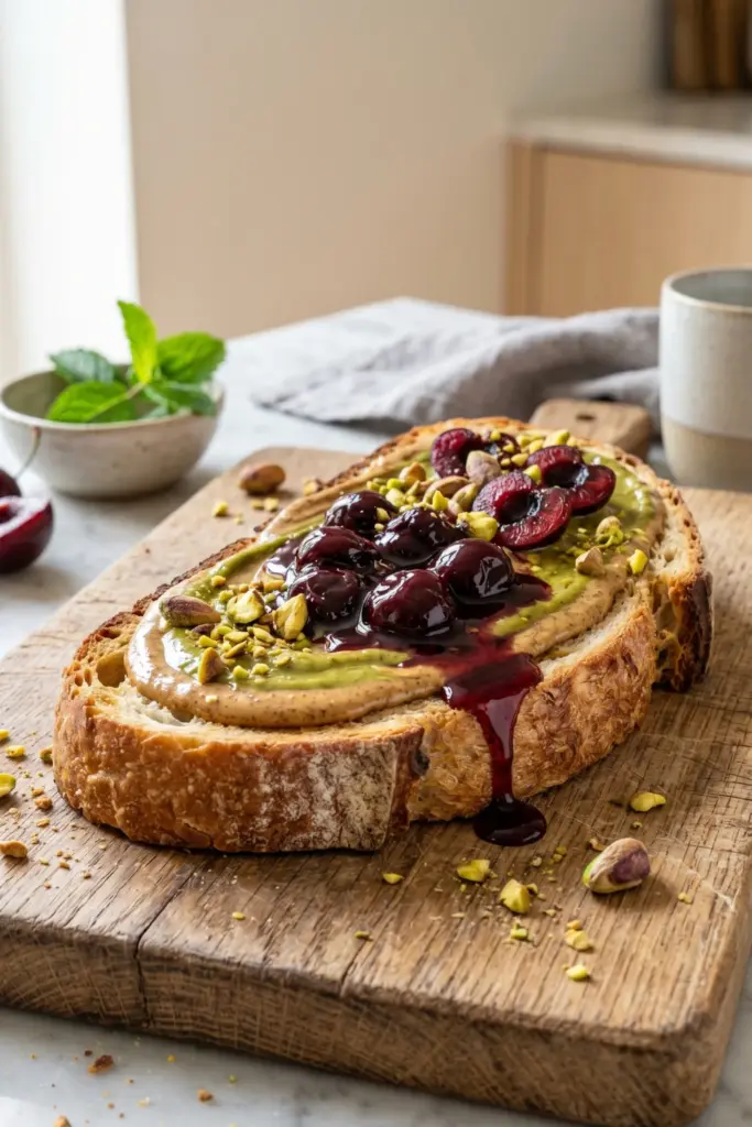 pistachio-cream-cherry-almond-butter-toast-luxury