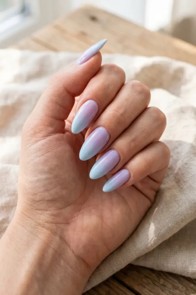 powder-blue-lavender-transition-almond-ombre-summer-nails