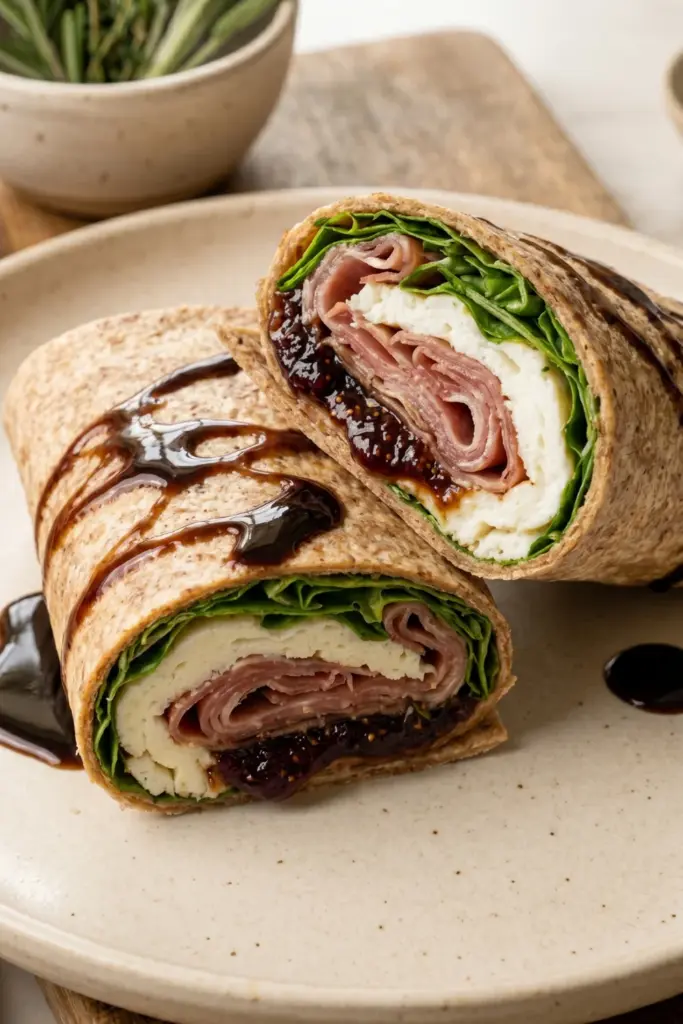 prosciutto-fig-balsamic-egg-white-wrap-arugula-luxury-breakfast-wraps