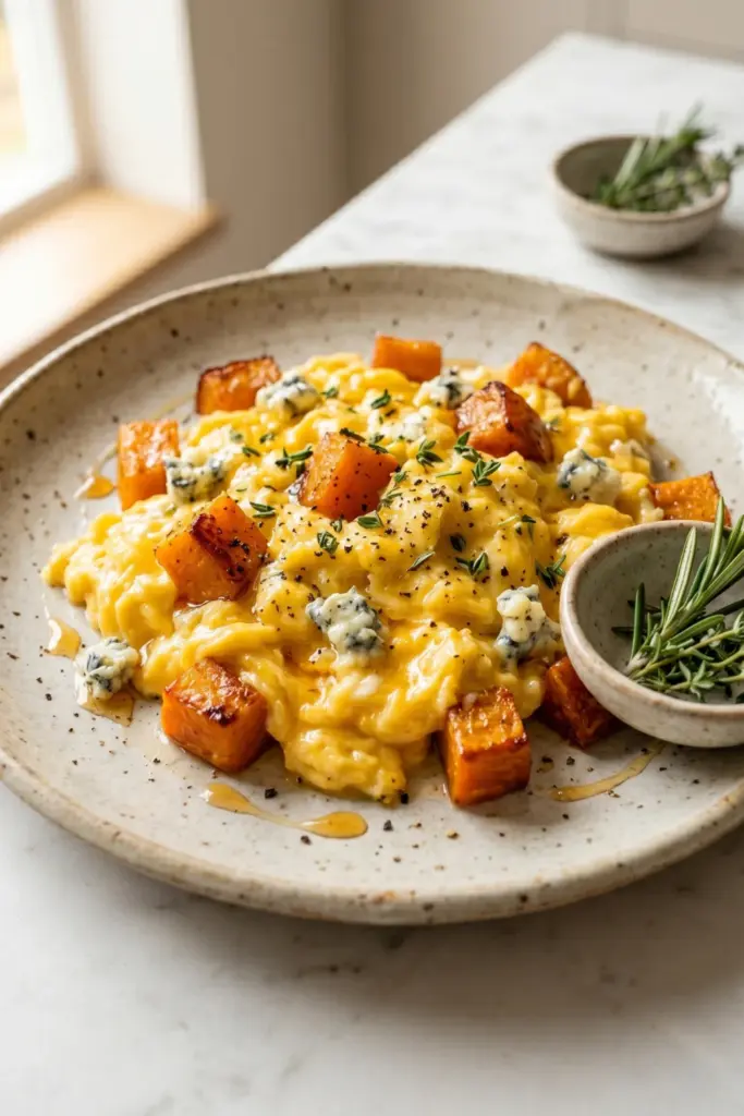 pumpkin-blue-cheese-autumn-velvet-luxury-scrambled-veggie-breakfast-ideas