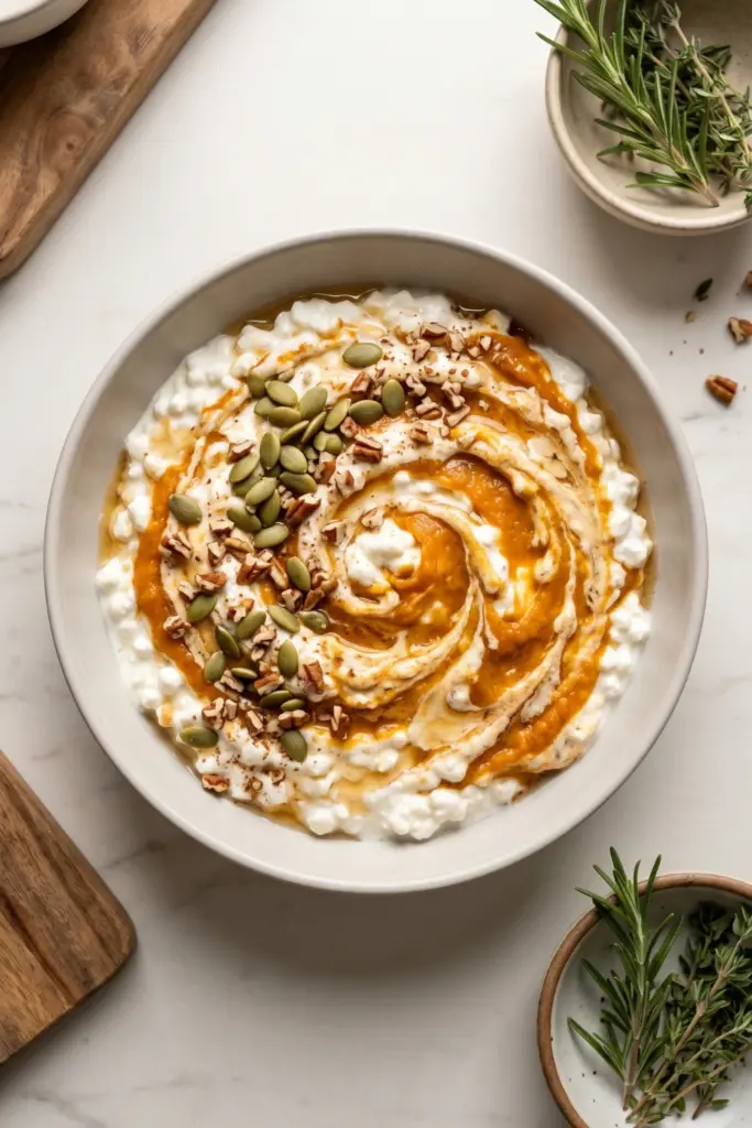 pumpkin-spice-bowl-healthy-cottage-cheese-breakfast-ideas