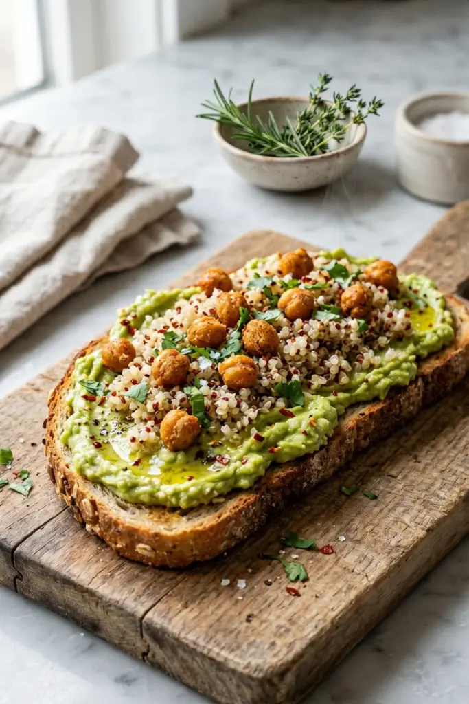 quinoa-roasted-chickpeas-avocado-toast-high-protein