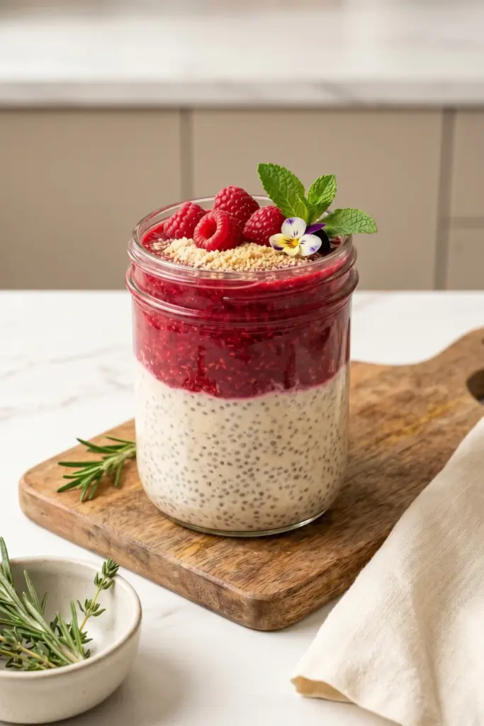 raspberry-cheesecake-chia-pudding-breakfast-jar