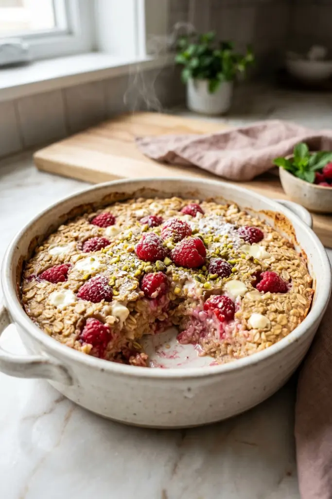 raspberry-white-chocolate-baked-oatmeal-cozy-breakfast-recipes