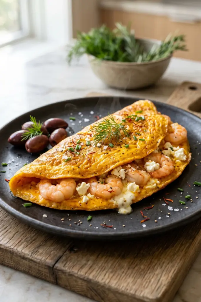 saffron-shrimp-omelet-feta-luxury-keto-breakfast