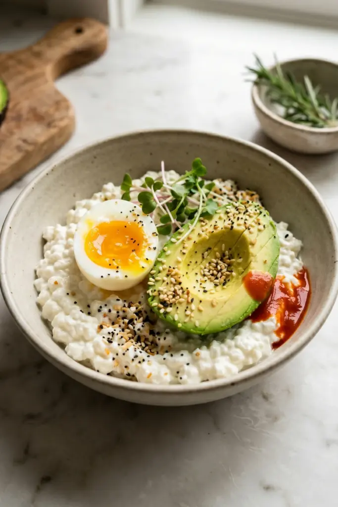 savory-avocado-egg-bowl-healthy-cottage-cheese-breakfast-ideas