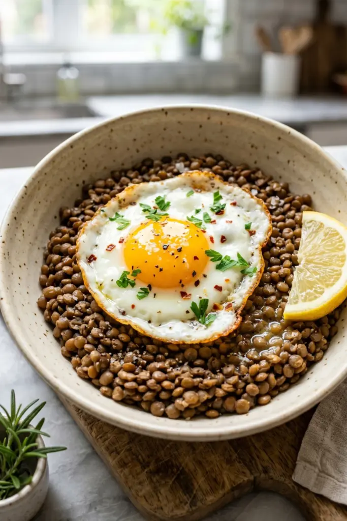 savory-lentil-egg-bowl-high-fiber-breakfasts