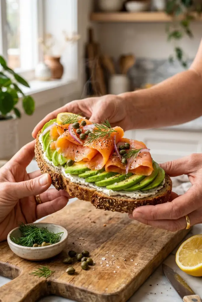 smoked-salmon-cream-cheese-avocado-toast-high-protein