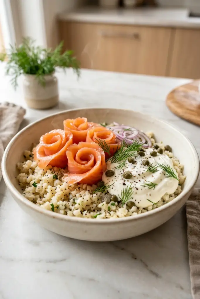 smoked-salmon-creme-fraiche-dill-bowl-luxury-breakfast-burrito