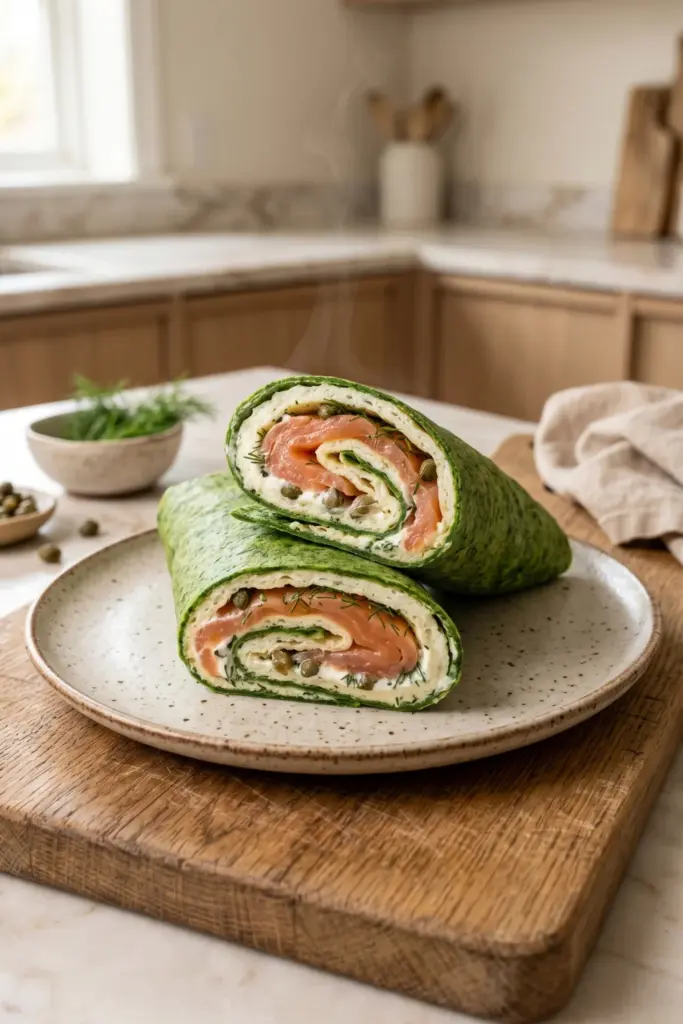 smoked-salmon-creme-fraiche-egg-white-wrap-dill-capers-luxury-breakfast-wraps