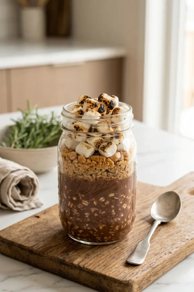 smores-high-protein-breakfast-jar