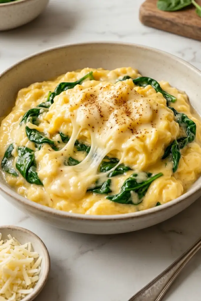 spinach-gruyere-souffle-scramble-luxury-scrambled-veggie-breakfast-ideas