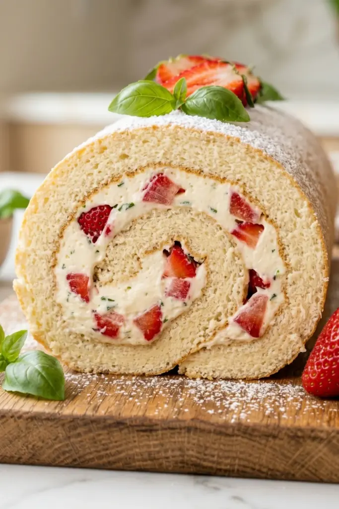 strawberry-basil-swiss-roll-easy-summer-soft-fluffy-swiss-rolls-recipe-ideas