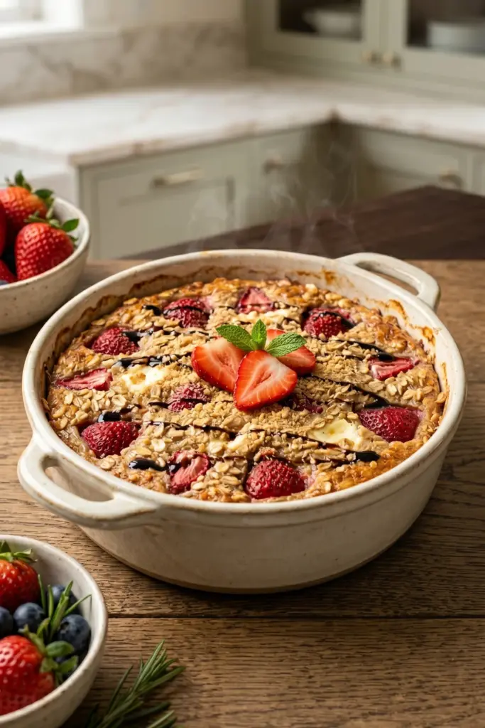 strawberry-cheesecake-baked-oatmeal-cozy-breakfast-recipes